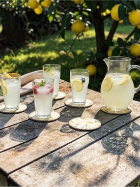 Lemon Pattern Cork  Coasters - Set of 6